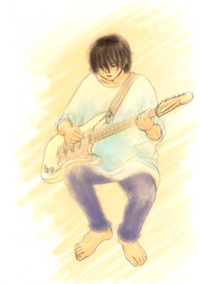 ギターを弾いている人の落書き 作品詳細 Illustdays シンプルイラストポートフォリオ
