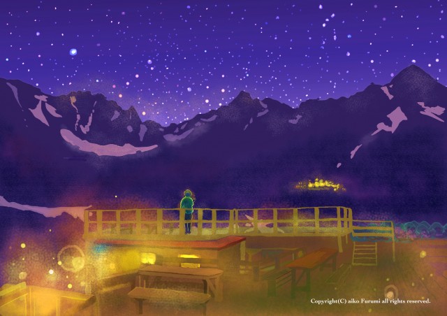 山小屋の灯り 作品詳細 Illustdays シンプルイラストポートフォリオ