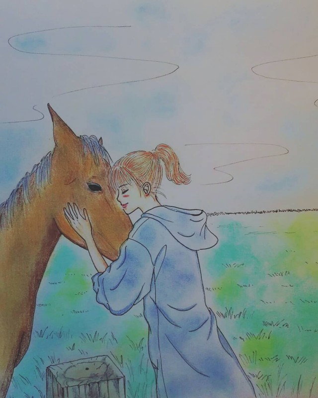 馬と少女 作品詳細 Illustdays シンプルイラストポートフォリオ