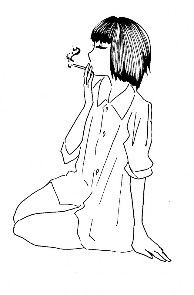 タバコを吸う女 作品詳細 Illustdays シンプルイラストポートフォリオ