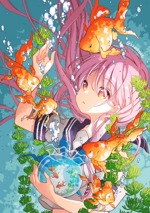 金魚鉢の中｜作品詳細｜ILLUST DAYS シンプルイラストポートフォリオ