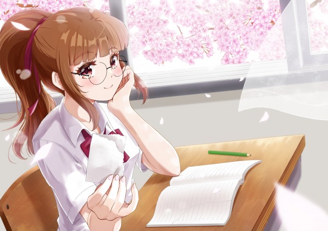 春のポニーテールに恋う 作品詳細 Illustdays シンプルイラストポートフォリオ