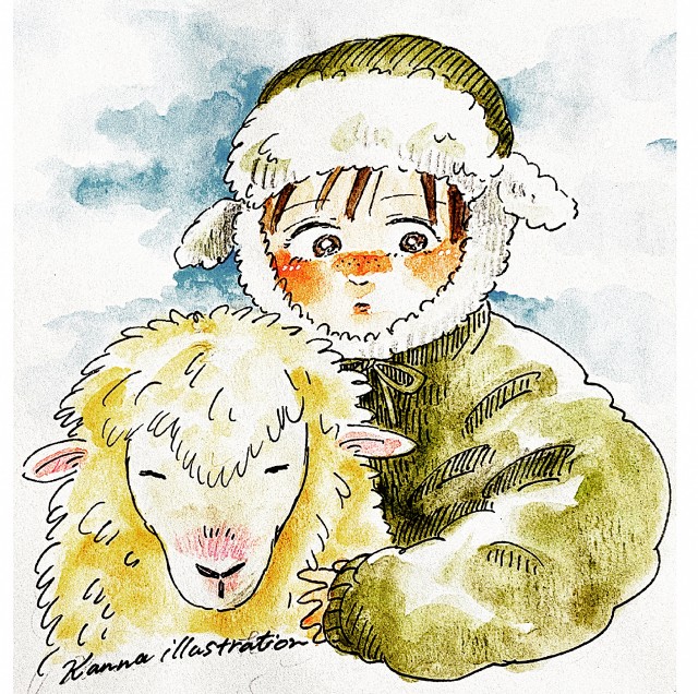 羊と女の子 作品詳細 Illustdays シンプルイラストポートフォリオ