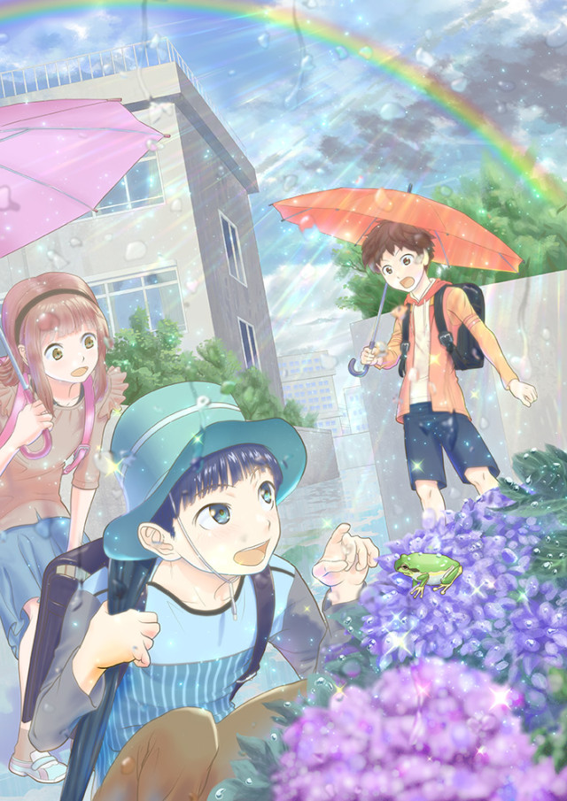 小学生の登下校 梅雨の晴れ間 作品詳細 Illustdays シンプルイラストポートフォリオ