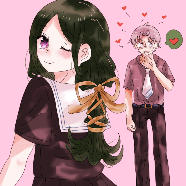 女の子と女の子に恋する男の子 作品詳細 Illustdays シンプルイラストポートフォリオ