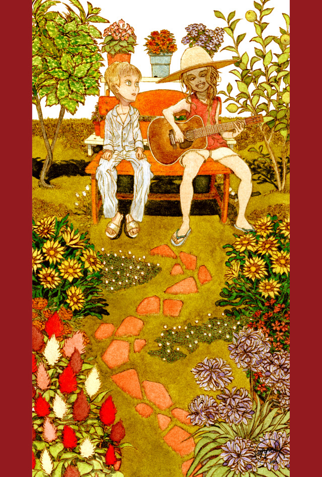 夏の庭｜作品詳細｜ILLUST DAYS シンプルイラストポートフォリオ