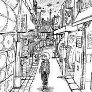 未来都市の下町 作品詳細 Illustdays シンプルイラストポートフォリオ